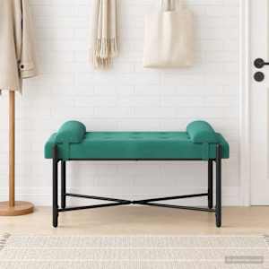 Lavice s knoflíky a polštáři Tyrkysová 110 x 40 x 46 cm Samet - obrázek 4