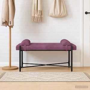 Lavice s knoflíky a polštáři Fialová 110 x 40 x 46 cm Samet - obrázek 1