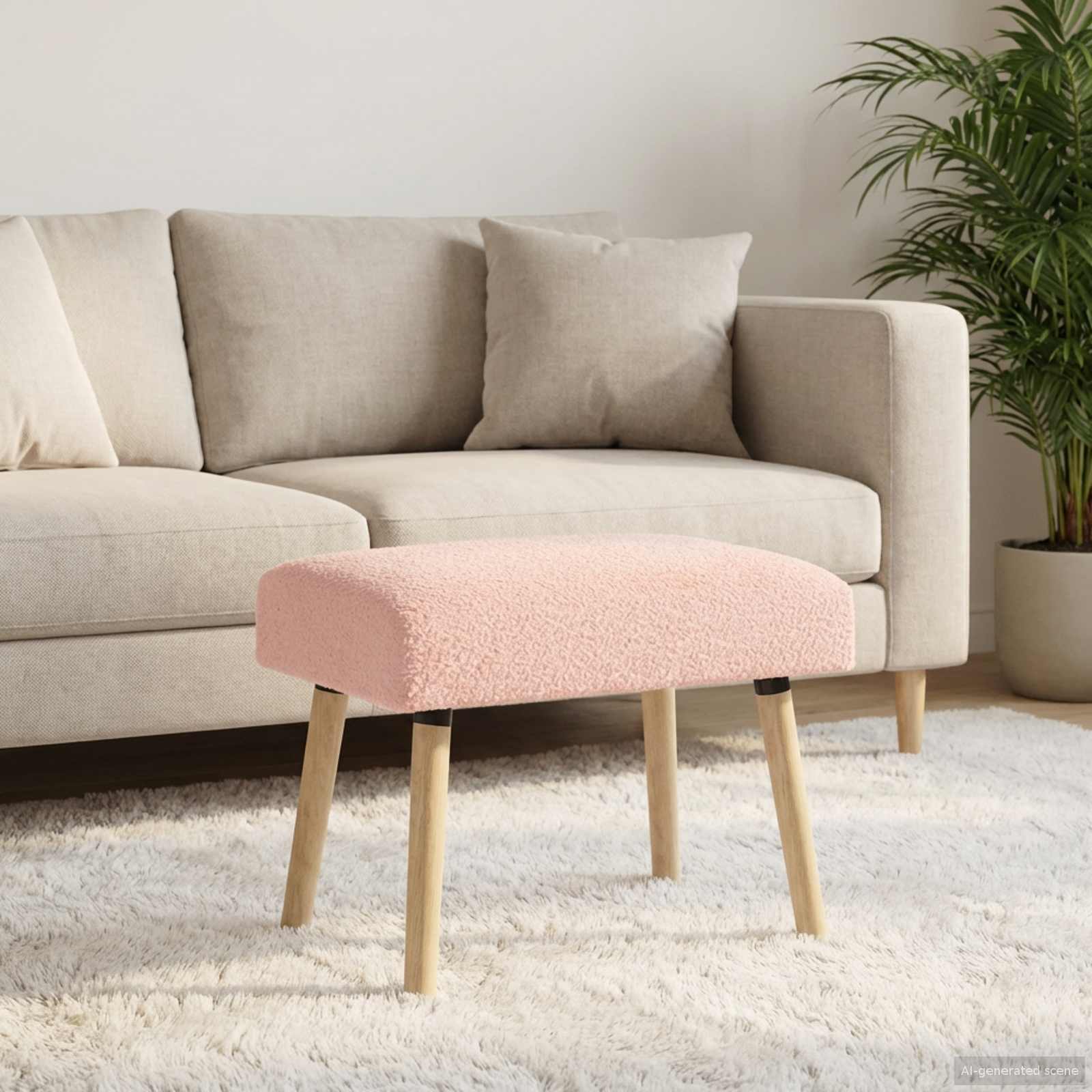 vidaXL bancă Simplu Roz 60 x 40 x 45 cm Bouclé