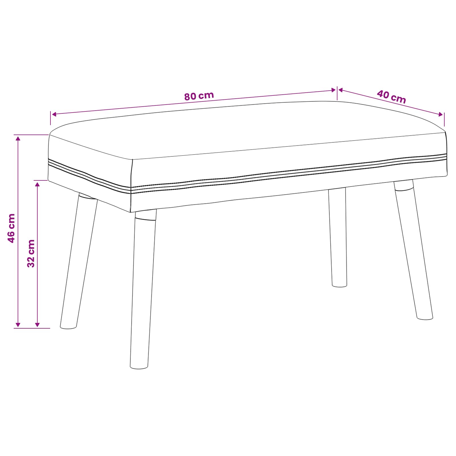 παγκάκι Μονόχρωμο Μαύρο 80 x 40 x 46 εκ. Μπουκλέ - Image 9