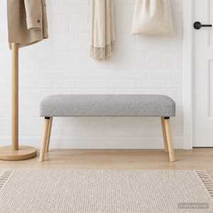 lavice Jednobarevný Světle šedá 110 x 40 x 46 cm Bouclé - obrázek 4