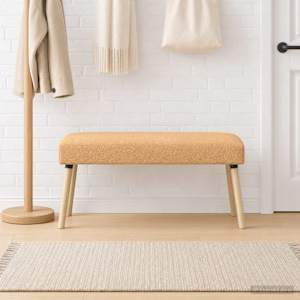 lavice Jednobarevný Béžová 110 x 40 x 46 cm Bouclé - obrázek 3