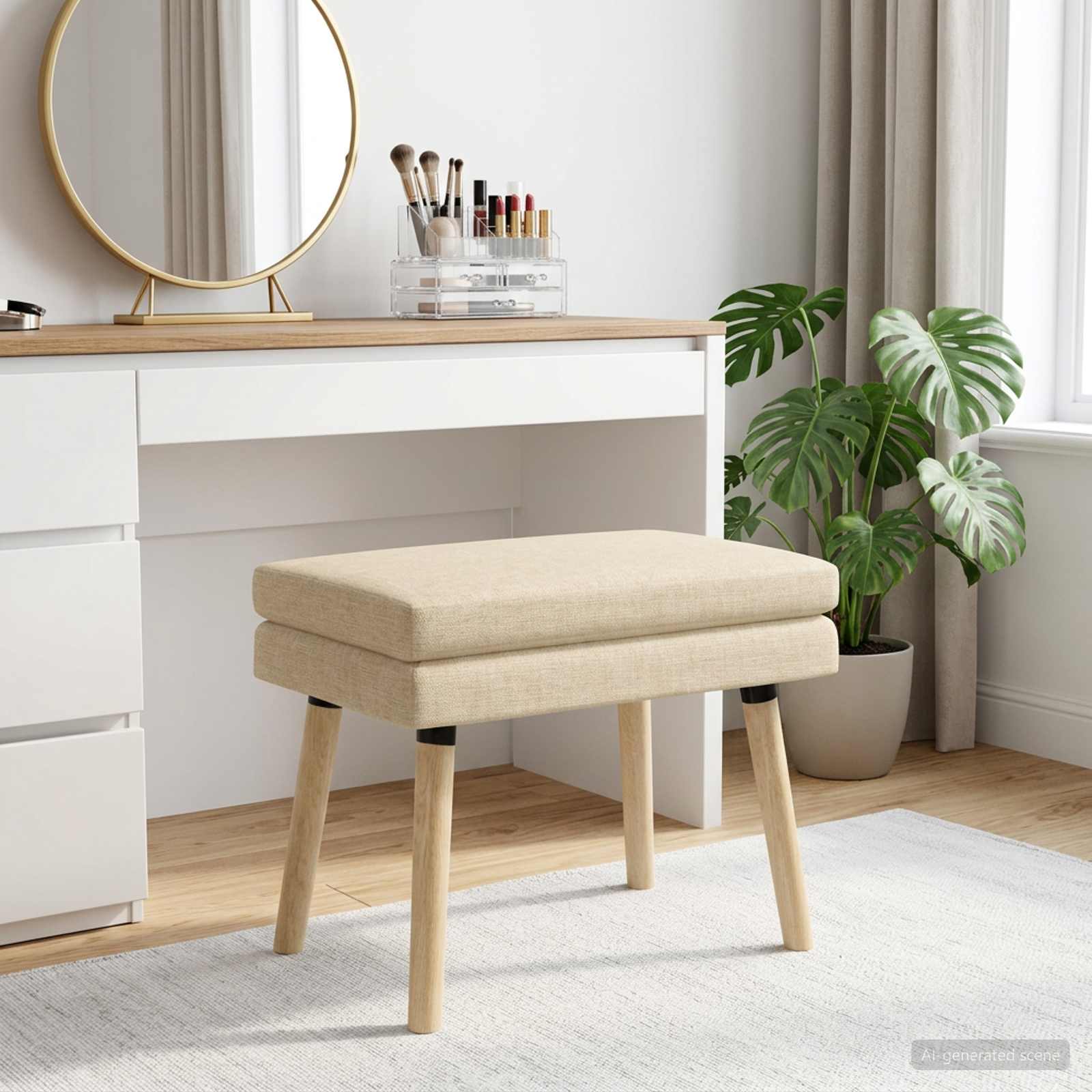 vidaXL Bancă cu două straturi Crem 60 x 40 x 46 cm Țesătură