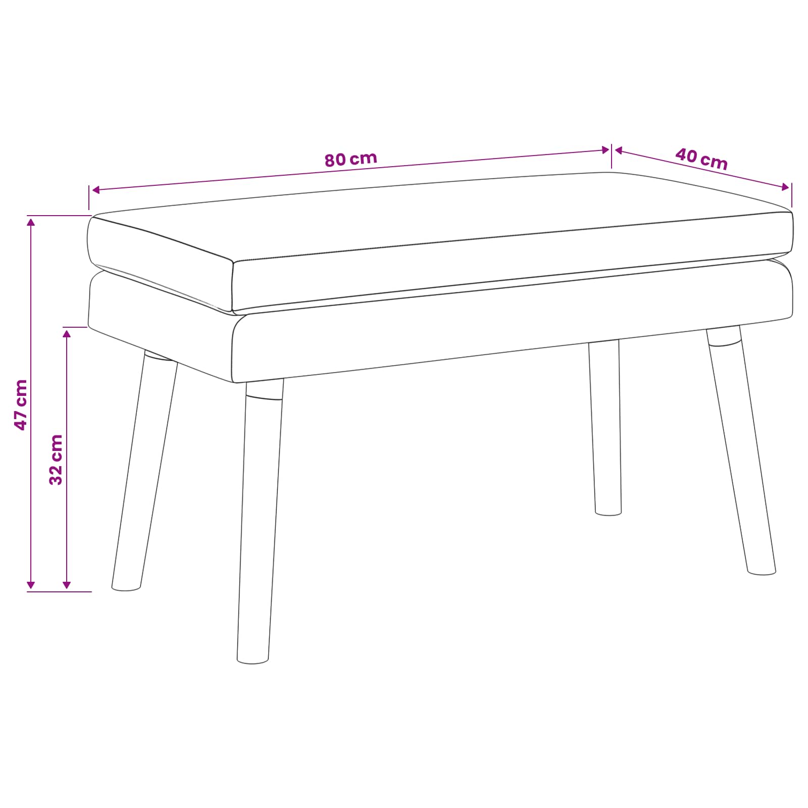 Διπλή Επίστρωση Πάγκος Ροζ 80 x 40 x 47 εκ. Ύφασμα - Image 8