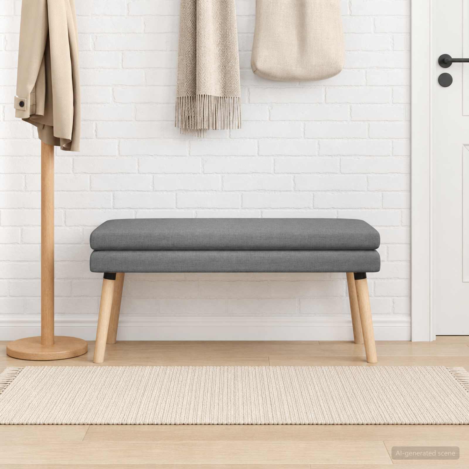 vidaXL Dobbeltlagret bænk Mørkegrå 110 x 40 x 47 cm Stof