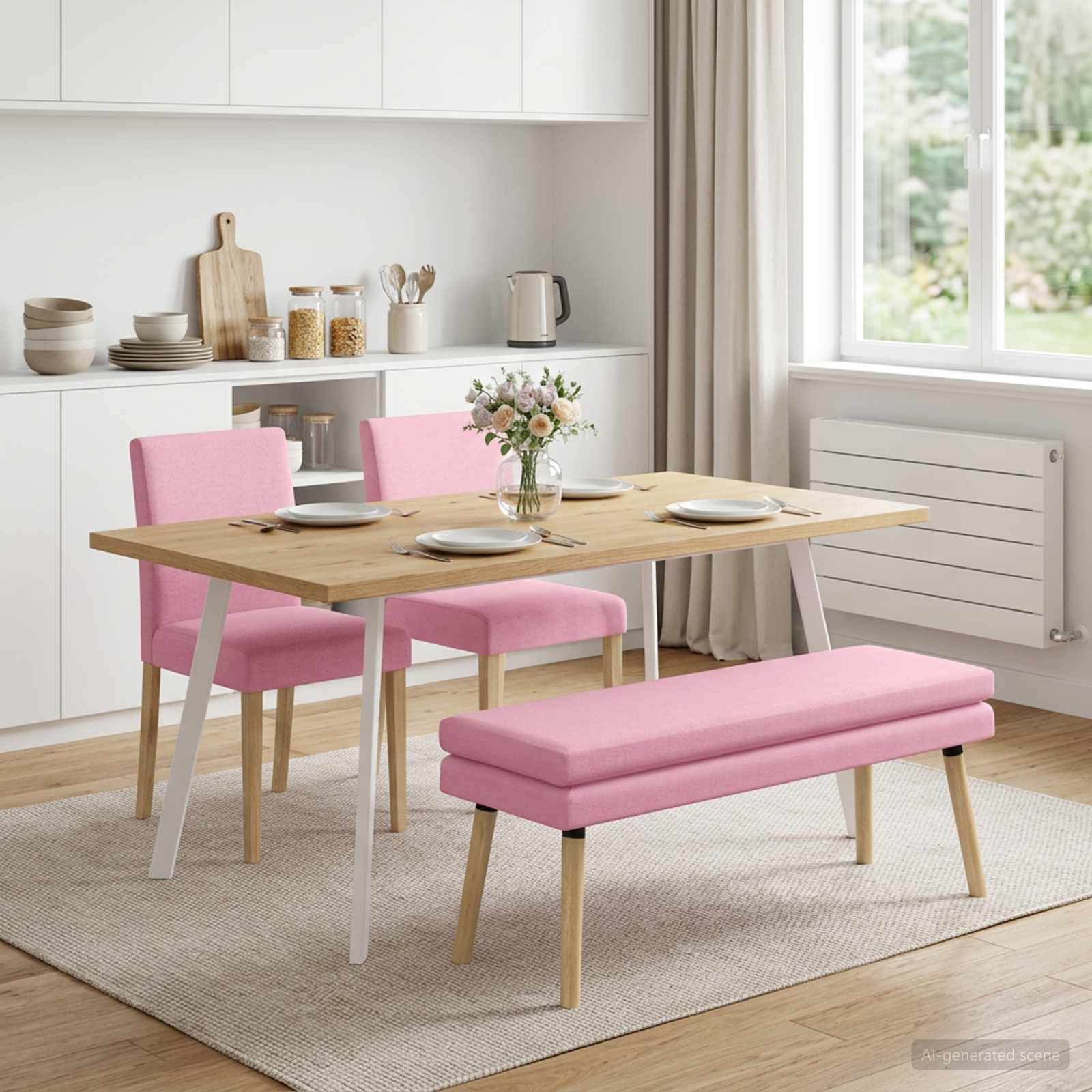 vidaXL Bancă cu două straturi Roz 110 x 40 x 47 cm Țesătură