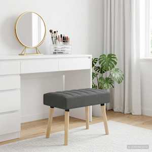 Lavice s kanálovým prošíváním Tmavě šedá 60 x 40 x 45 cm Textil - obrázek 1