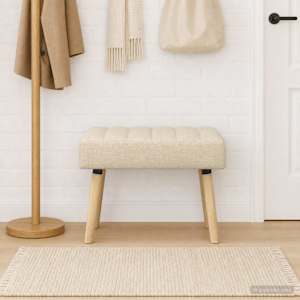 Lavice s kanálovým prošíváním Krémová 60 x 40 x 45 cm Textil - obrázek 1