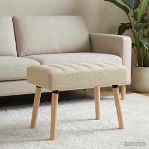 Lavice s kanálovým prošíváním Krémová 60 x 40 x 45 cm Textil - obrázek 4