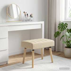 Lavice s kanálovým prošíváním Krémová 60 x 40 x 45 cm Textil - obrázek 5