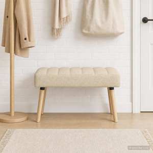 Lavice s kanálovým prošíváním Krémová 80 x 40 x 46 cm Textil - obrázek 1