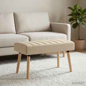 Lavice s kanálovým prošíváním Krémová 80 x 40 x 46 cm Textil - obrázek 4