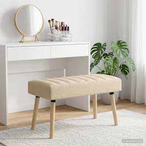 Lavice s kanálovým prošíváním Krémová 80 x 40 x 46 cm Textil - obrázek 3