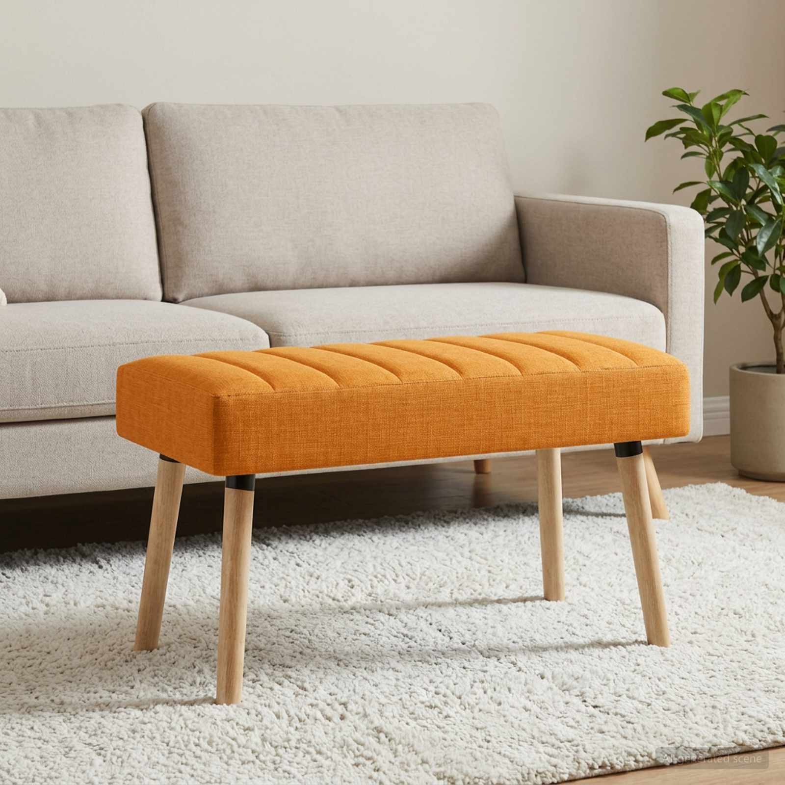 vidaXL Bancă cu tapițare canelată Galben Întunecat 80 x 40 x 46 cm