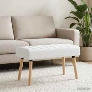 Lavice s kanálovým prošíváním Bílá 80 x 40 x 46 cm Textil - obrázek 4