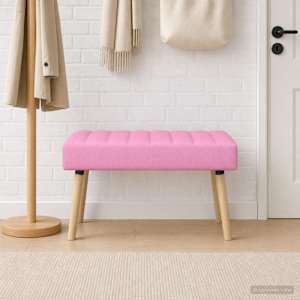 Lavice s kanálovým prošíváním Růžová 80 x 40 x 46 cm Textil - obrázek 4