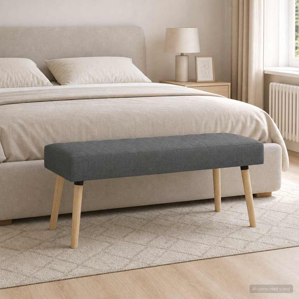 vidaXL Bancă cu tapițare canelată Gri închis 110 x 40 x 46 cm Țesătură
