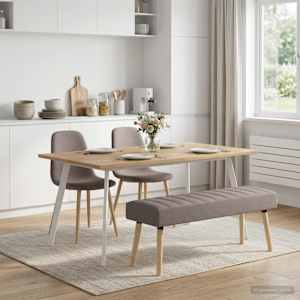 Lavice s kanálovým prošíváním Taupe 110 x 40 x 46 cm Textil - obrázek 4