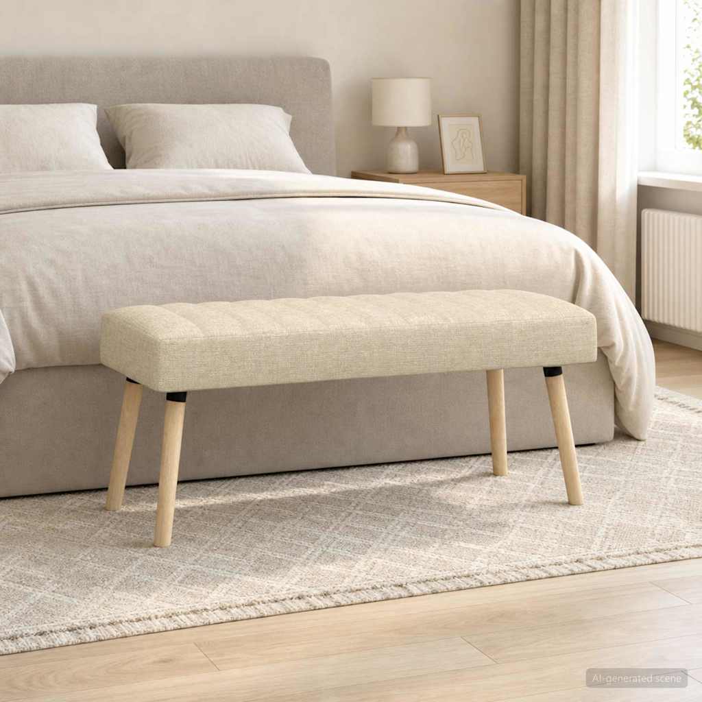 Πάγκος με Καναλεύματα Κρεμ 110 x 40 x 46 cm Ύφασμα