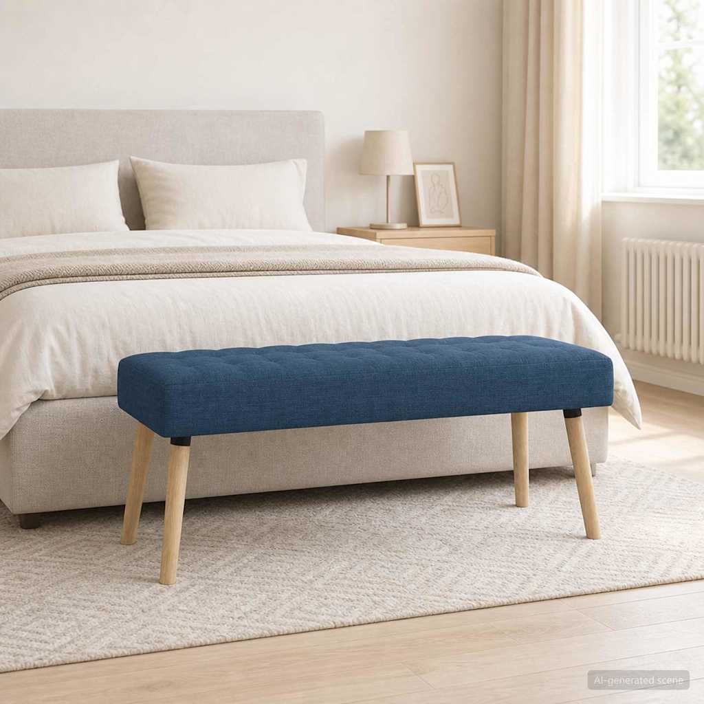 Πάγκος με Καναλεύματα Μπλε 110 x 40 x 46 cm Ύφασμα