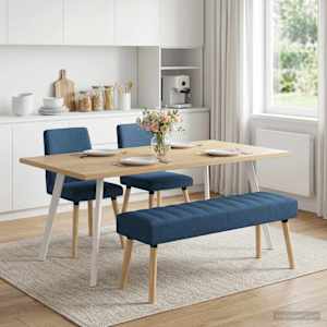Lavice s kanálovým prošíváním Modrá 110 x 40 x 46 cm Textil - obrázek 4