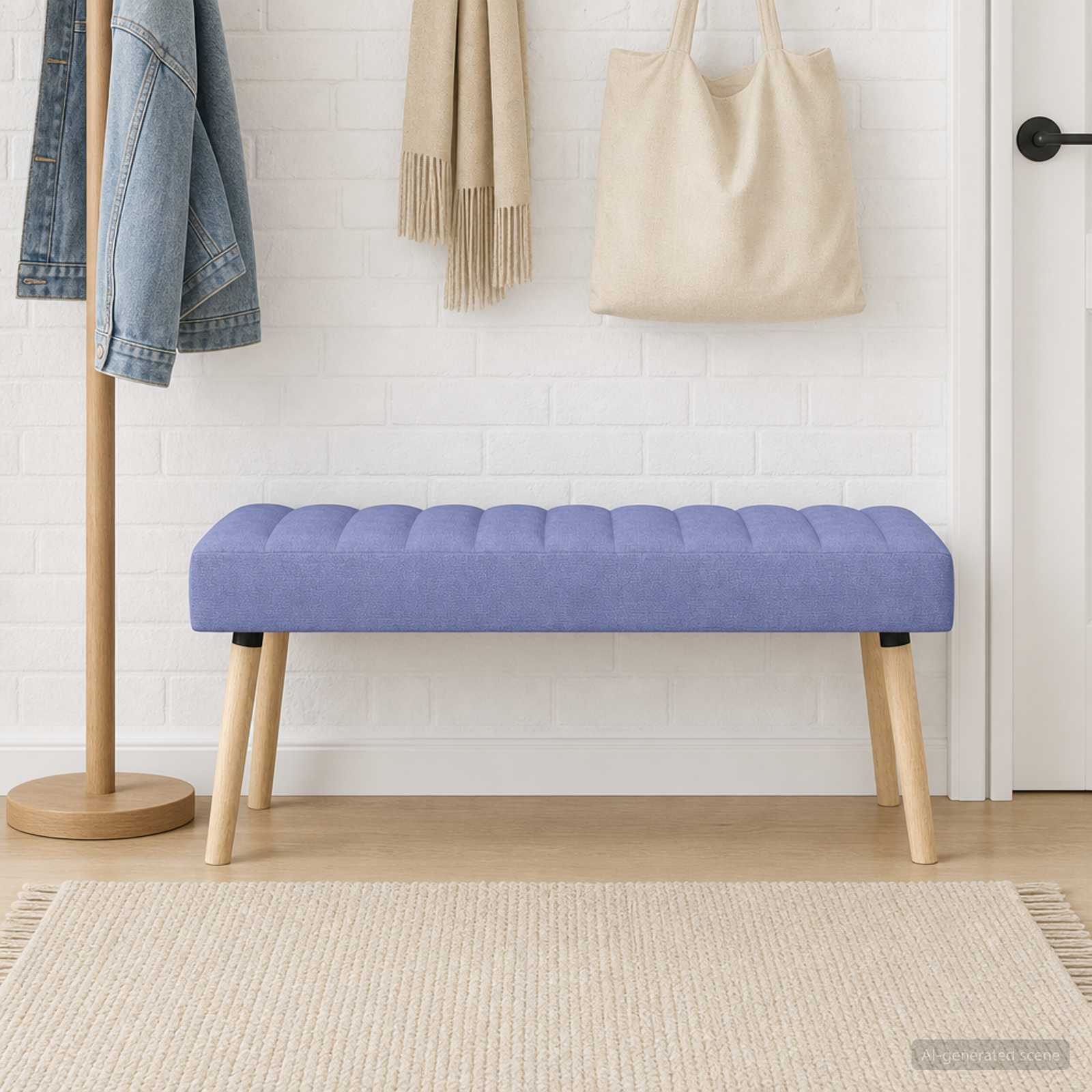 Πάγκος με Καναλεύματα Μπλε τζην 110 x 40 x 46 cm Ύφασμα
