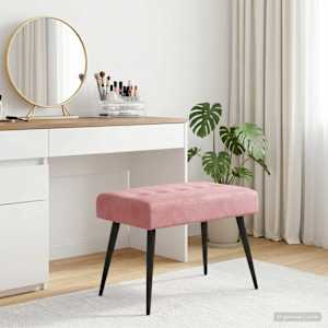 Lavice s knoflíkovým prošíváním Růžová 60 x 40 x 45 cm Samet - obrázek 4