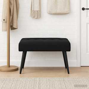 Lavice s knoflíkovým prošíváním Černá 60 x 40 x 45 cm Samet - obrázek 1