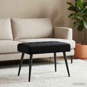 Lavice s knoflíkovým prošíváním Černá 60 x 40 x 45 cm Samet - obrázek 3