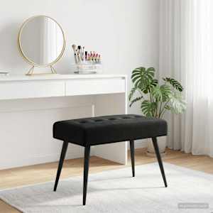 Lavice s knoflíkovým prošíváním Černá 60 x 40 x 45 cm Samet - obrázek 4