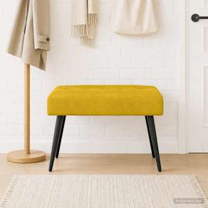 Lavice s knoflíkovým prošíváním Žlutá 60 x 40 x 45 cm Samet - obrázek 1