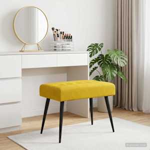 Lavice s knoflíkovým prošíváním Žlutá 60 x 40 x 45 cm Samet - obrázek 3
