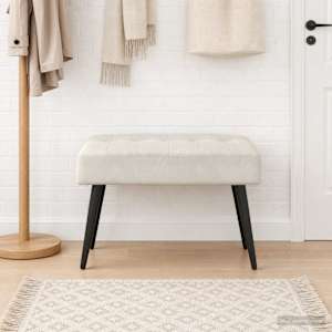 Lavice s knoflíkovým prošíváním Krémová 60 x 40 x 45 cm Samet - obrázek 1