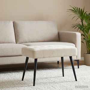 Lavice s knoflíkovým prošíváním Krémová 60 x 40 x 45 cm Samet - obrázek 3