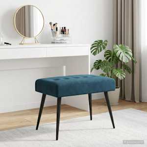 Lavice s knoflíkovým prošíváním Modrá 60 x 40 x 45 cm Samet - obrázek 4