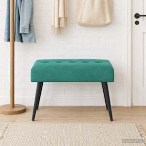 Lavice s knoflíkovým prošíváním Tyrkysová 60 x 40 x 45 cm Samet - obrázek 4