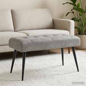 Lavice s knoflíkovým prošíváním Světle šedá 80 x 40 x 46 cm - obrázek 3