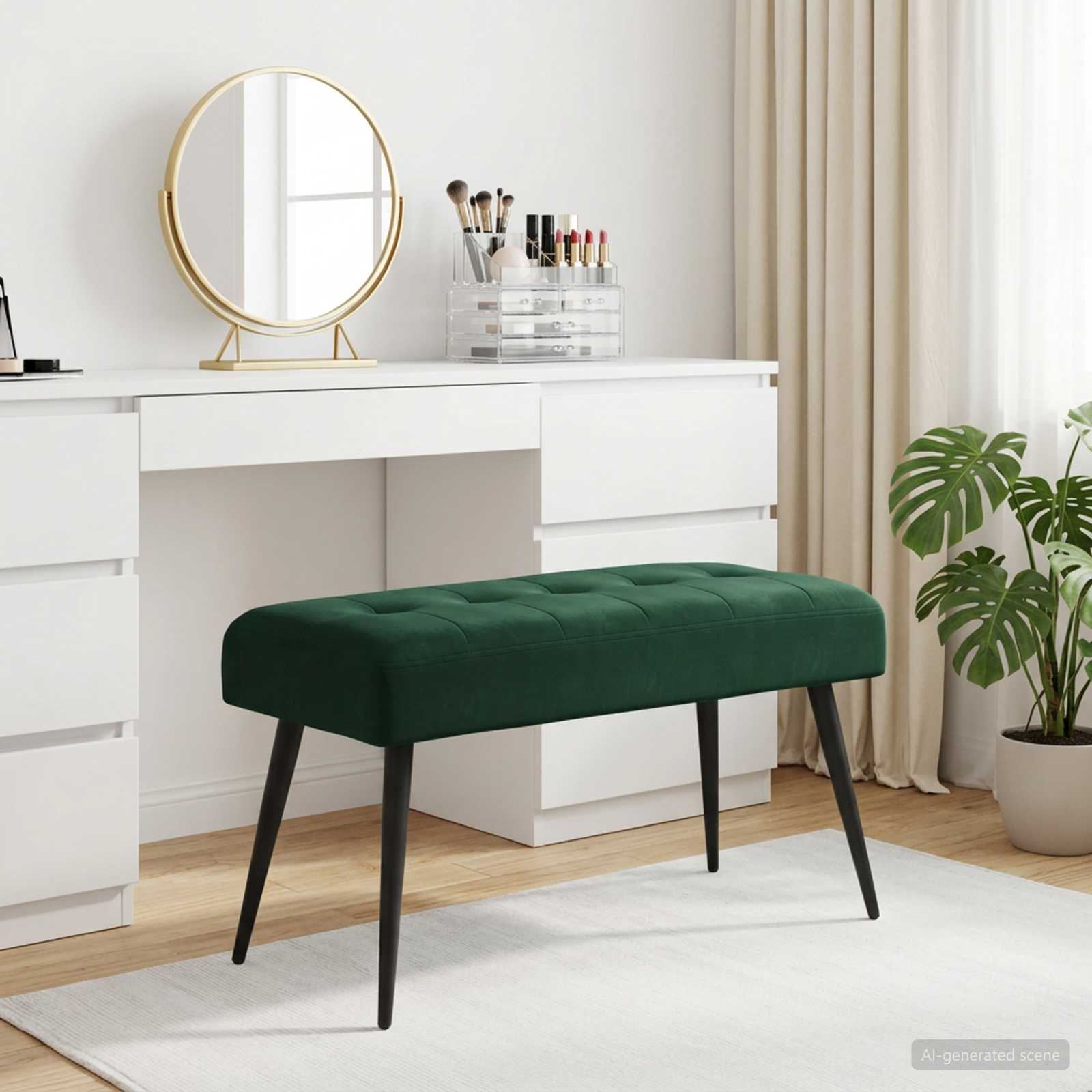 vidaXL Bancă cu butoane capitonate Verde închis 80 x 40 x 46 cm