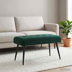 Lavice s knoflíkovým prošíváním Tmavě zelená 80 x 40 x 46 cm - obrázek 3