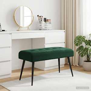 Lavice s knoflíkovým prošíváním Tmavě zelená 80 x 40 x 46 cm - obrázek 1