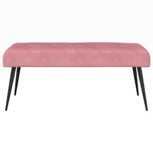 Lavice s knoflíkovým prošíváním Růžová 80 x 40 x 46 cm Samet - obrázek 5