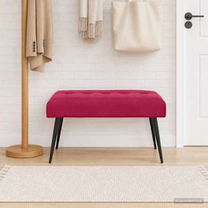 Lavice s knoflíkovým prošíváním Víno Červené 80 x 40 x 46 cm - obrázek 4