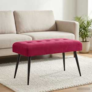 Lavice s knoflíkovým prošíváním Víno Červené 80 x 40 x 46 cm - obrázek 3