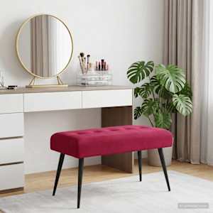 Lavice s knoflíkovým prošíváním Víno Červené 80 x 40 x 46 cm - obrázek 1