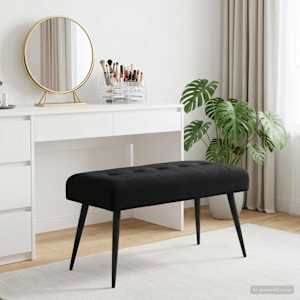 Lavice s knoflíkovým prošíváním Černá 80 x 40 x 46 cm Samet - obrázek 3