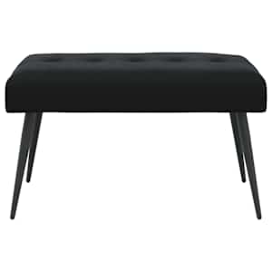Lavice s knoflíkovým prošíváním Černá 80 x 40 x 46 cm Samet - obrázek 5