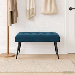 Lavice s knoflíkovým prošíváním Modrá 80 x 40 x 46 cm Samet - obrázek 1