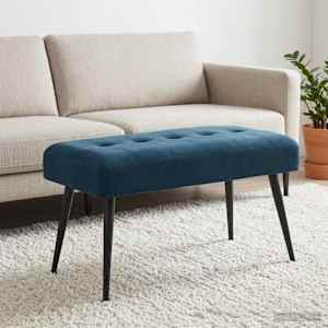Lavice s knoflíkovým prošíváním Modrá 80 x 40 x 46 cm Samet - obrázek 3