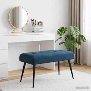 Lavice s knoflíkovým prošíváním Modrá 80 x 40 x 46 cm Samet - obrázek 4