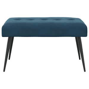 Lavice s knoflíkovým prošíváním Modrá 80 x 40 x 46 cm Samet - obrázek 5
